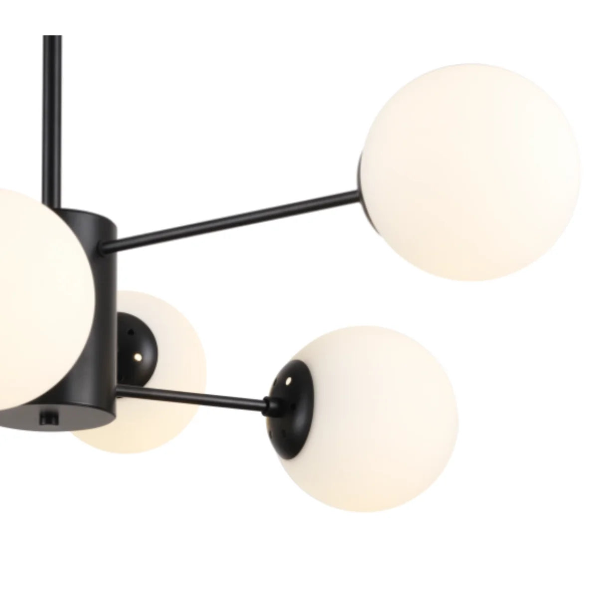Hanglamp Amali – 6 Lichtpunten – Opaal Glas Zwart – Ø60 cm – afbeelding 4