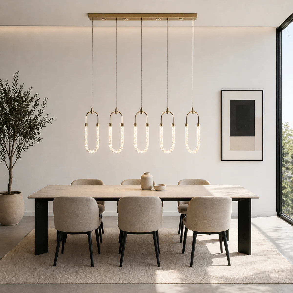 Hanglamp Calla – 5 Lichtpunten – LED – Goud – Eettafel 90 cm