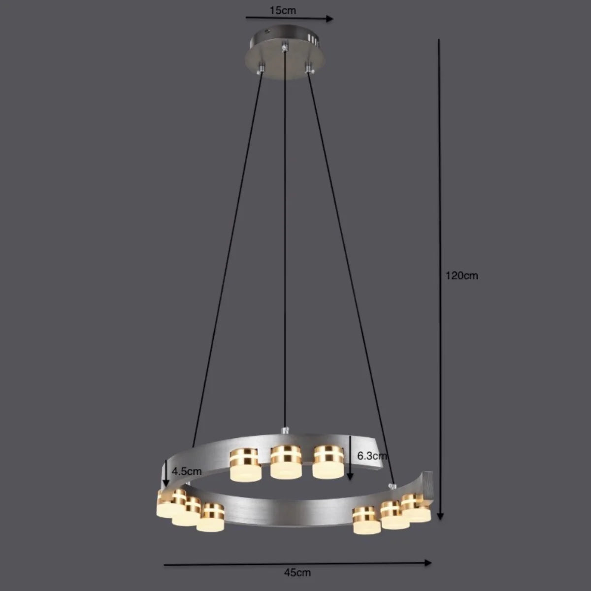 Hanglamp Celo – LED – Gun Grey – Ø45 cm – afbeelding 4