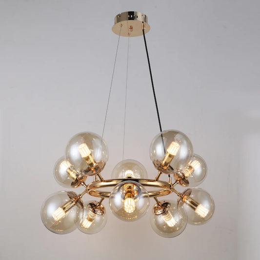 Hanglamp Lava – 10 Lichtpunten – Amber Glas – Ø50 cm – afbeelding 2