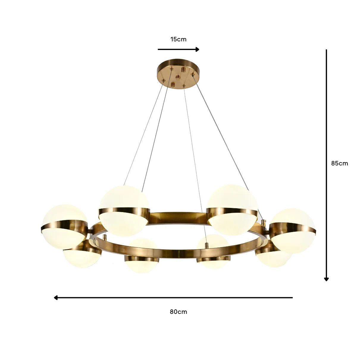 Hanglamp Lyse – 8 Lichtpunten – Brushed Gold – Ø80 cm – afbeelding 3