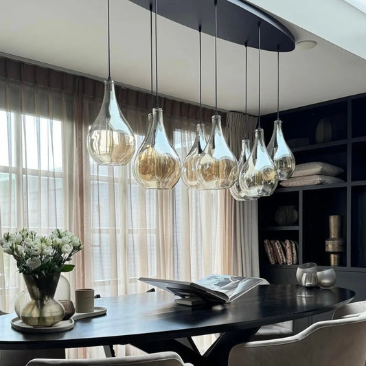Hanglamp Ochre – 8 Lichtpunten – Amber Glas – Eettafel Ovaal – afbeelding 2