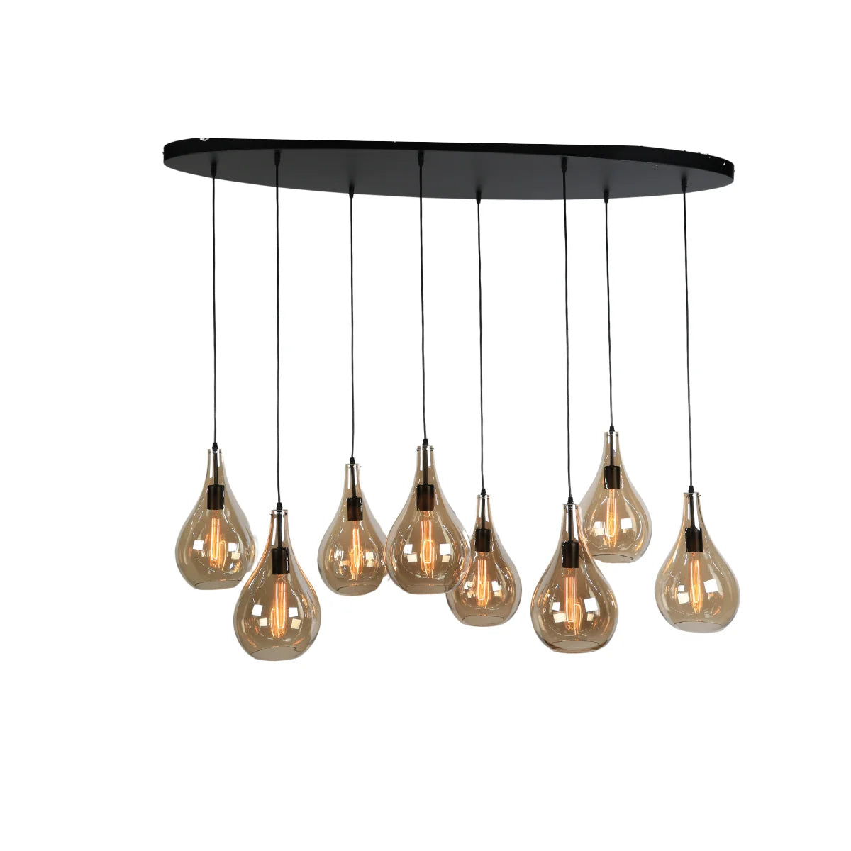 Hanglamp Ochre – 8 Lichtpunten – Amber Glas – Eettafel Ovaal – afbeelding 6