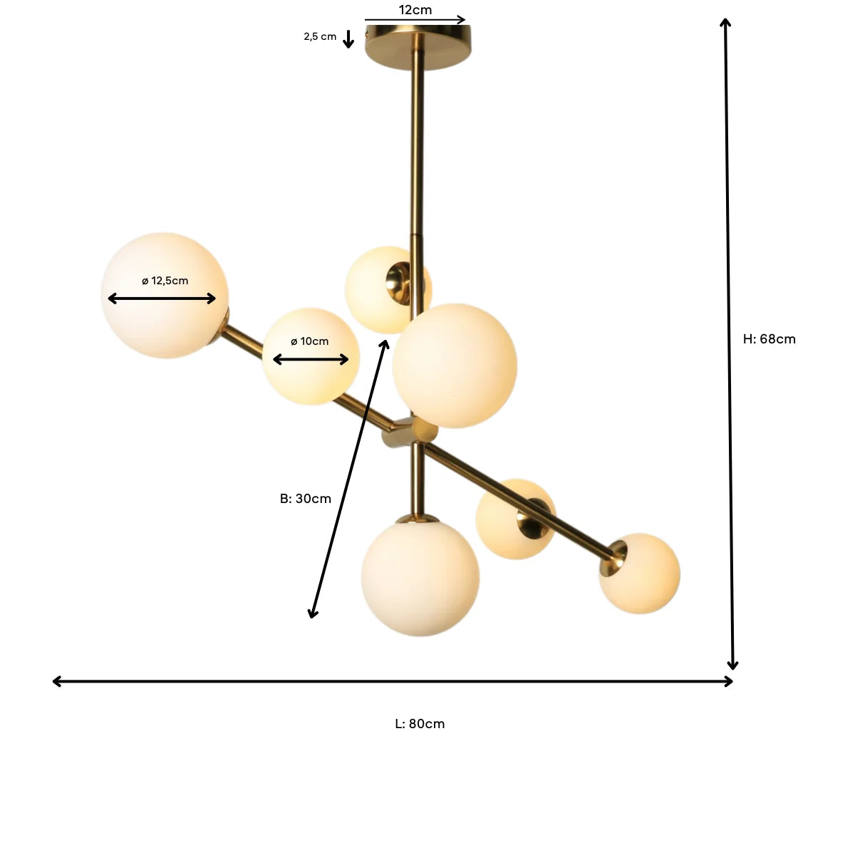 Hanglamp Sable – Roterend – 7 Lichtpunten – Opaal Glas Zwart – afbeelding 10
