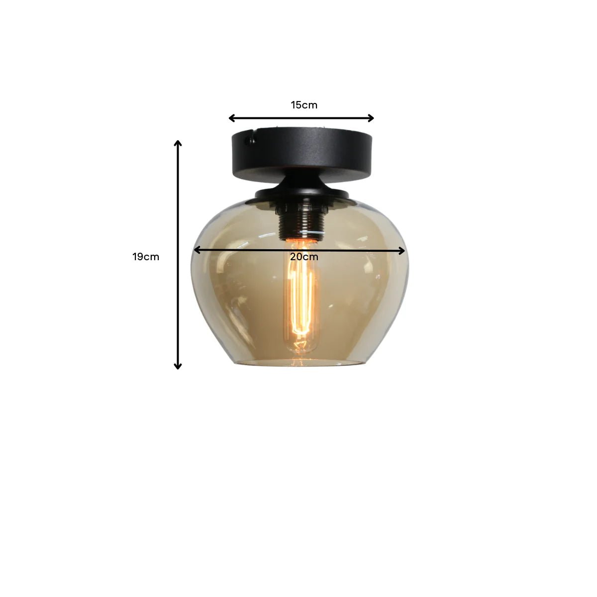 Plafondlamp Sival – Amber Glas – Ø20 cm – afbeelding 5