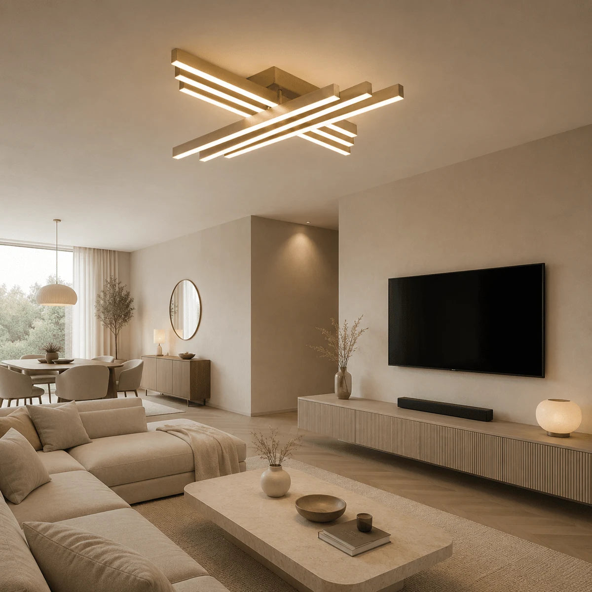 Plafondlamp Trama – LED – Goud – Ø90 cm