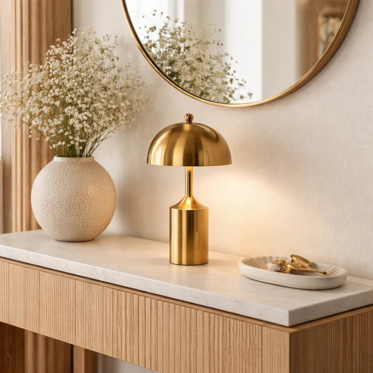 Tafellamp Abax – Brushed Gold – Oplaadbaar