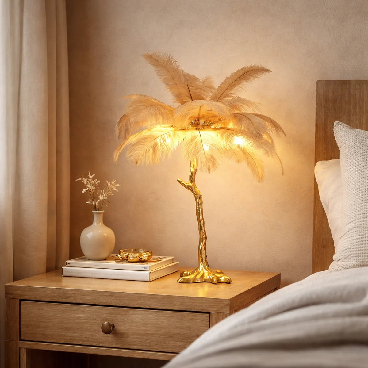 Tafellamp Laine – Veren Bruin – Goud – 70 cm