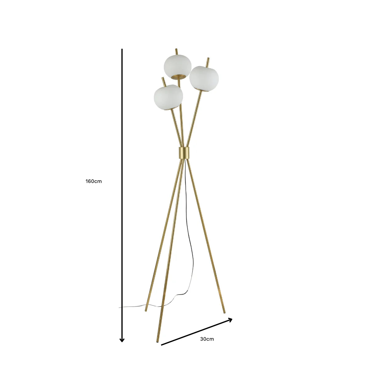 Vloerlamp Shirin – Opaal Glas – Brushed Gold – 160 cm – afbeelding 4