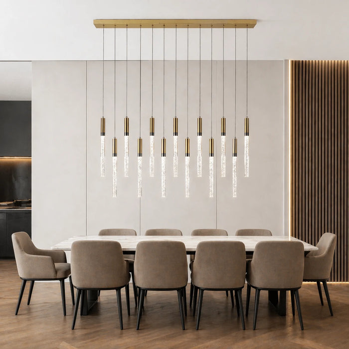 Hanglamp Auri – 14 Lichtpunten – LED – Goud – Eettafel 120 cm