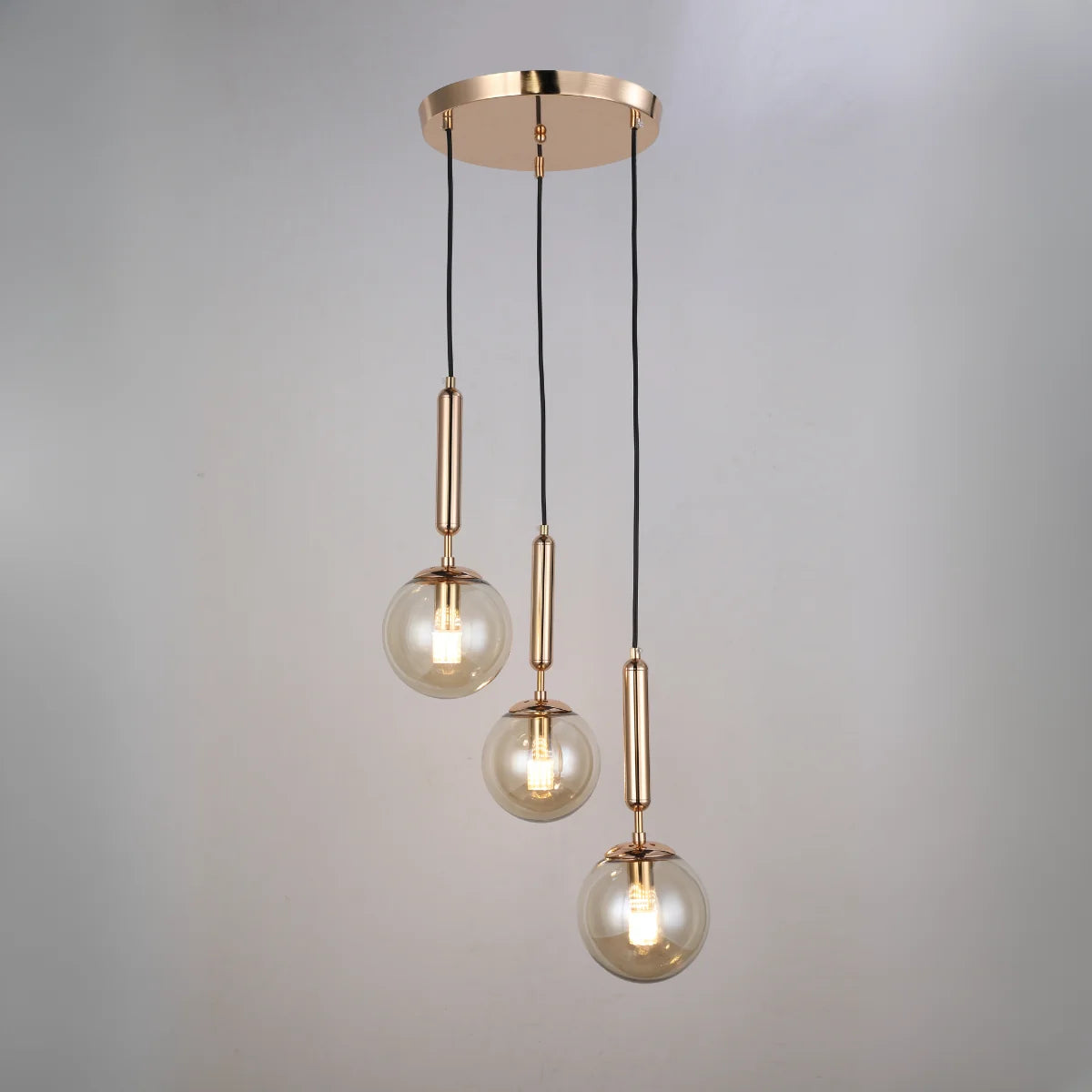 Hanglamp Cairo – 3 Lichtpunten – Amber Glas – Ø41 cm – afbeelding 2