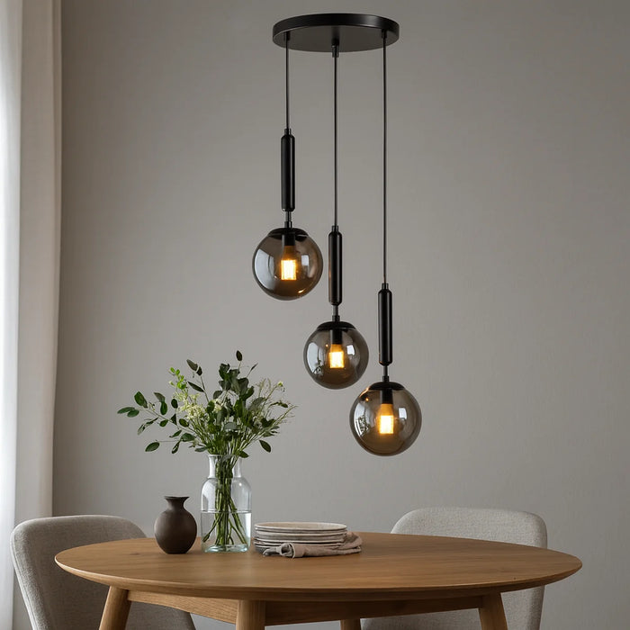 Hanglamp Cairo – 3 Lichtpunten – Smoke Glas – Ø41 cm