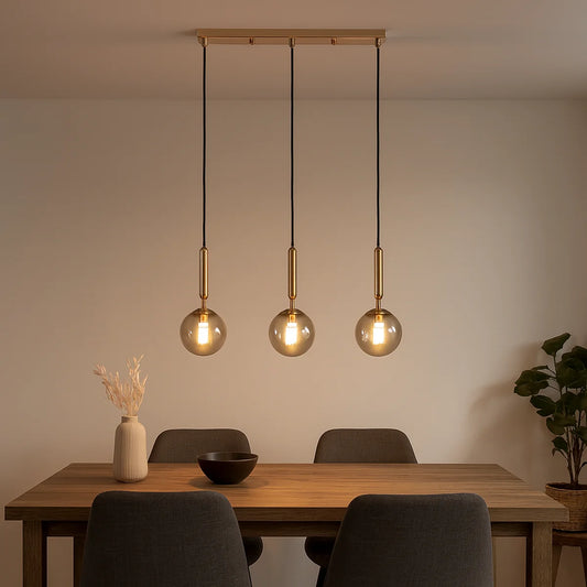 Hanglamp Cairo – Amber Glas – Eettafel 50 cm