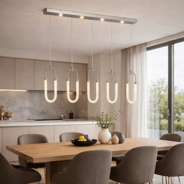 Hanglamp Calla – 5 Lichtpunten – LED – Chroom – Eettafel 90 cm