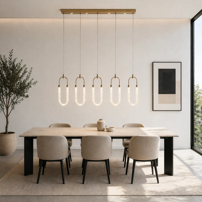 Hanglamp Calla – 5 Lichtpunten – LED – Goud – Eettafel 90 cm