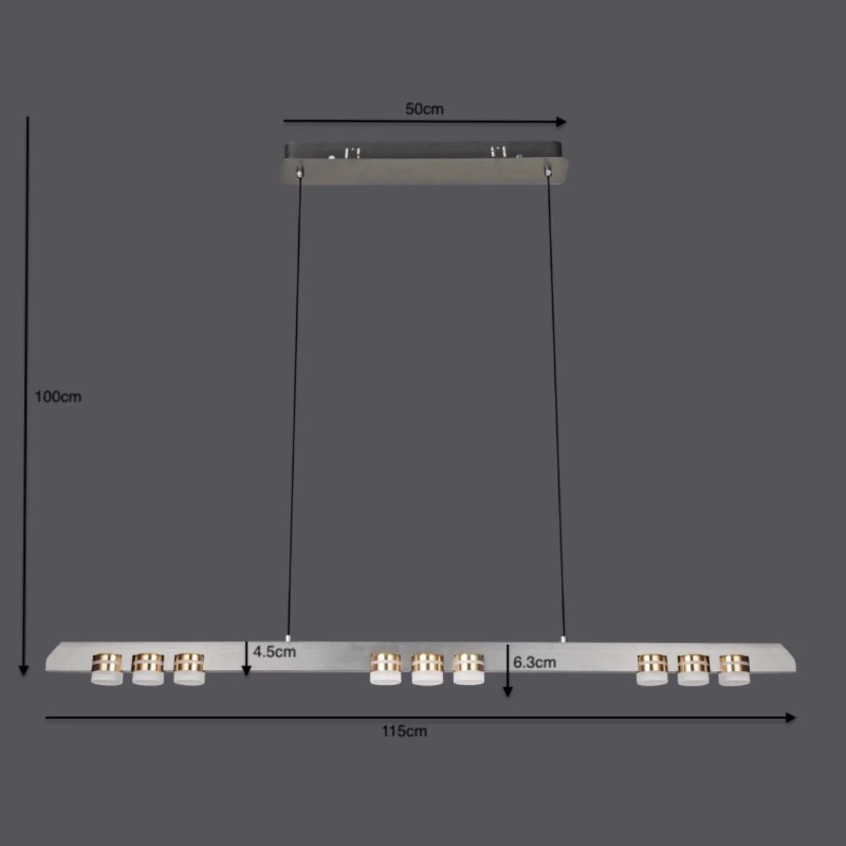 Hanglamp Celo – LED – Gun Grey – 9 Lichtpunten – afbeelding 2