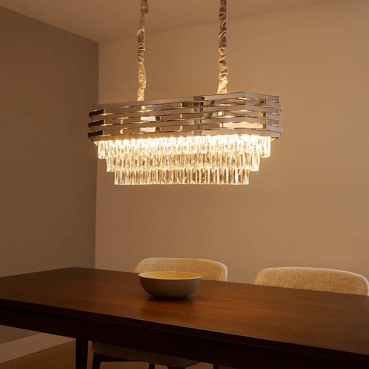 Hanglamp Chryso – Kristal Chroom – Eettafel 80 cm