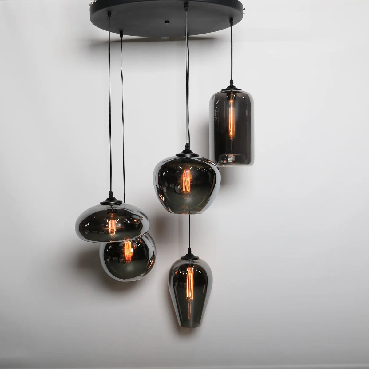 Hanglamp Fade – 5 Lichtpunten – Smoke Glas – Rond