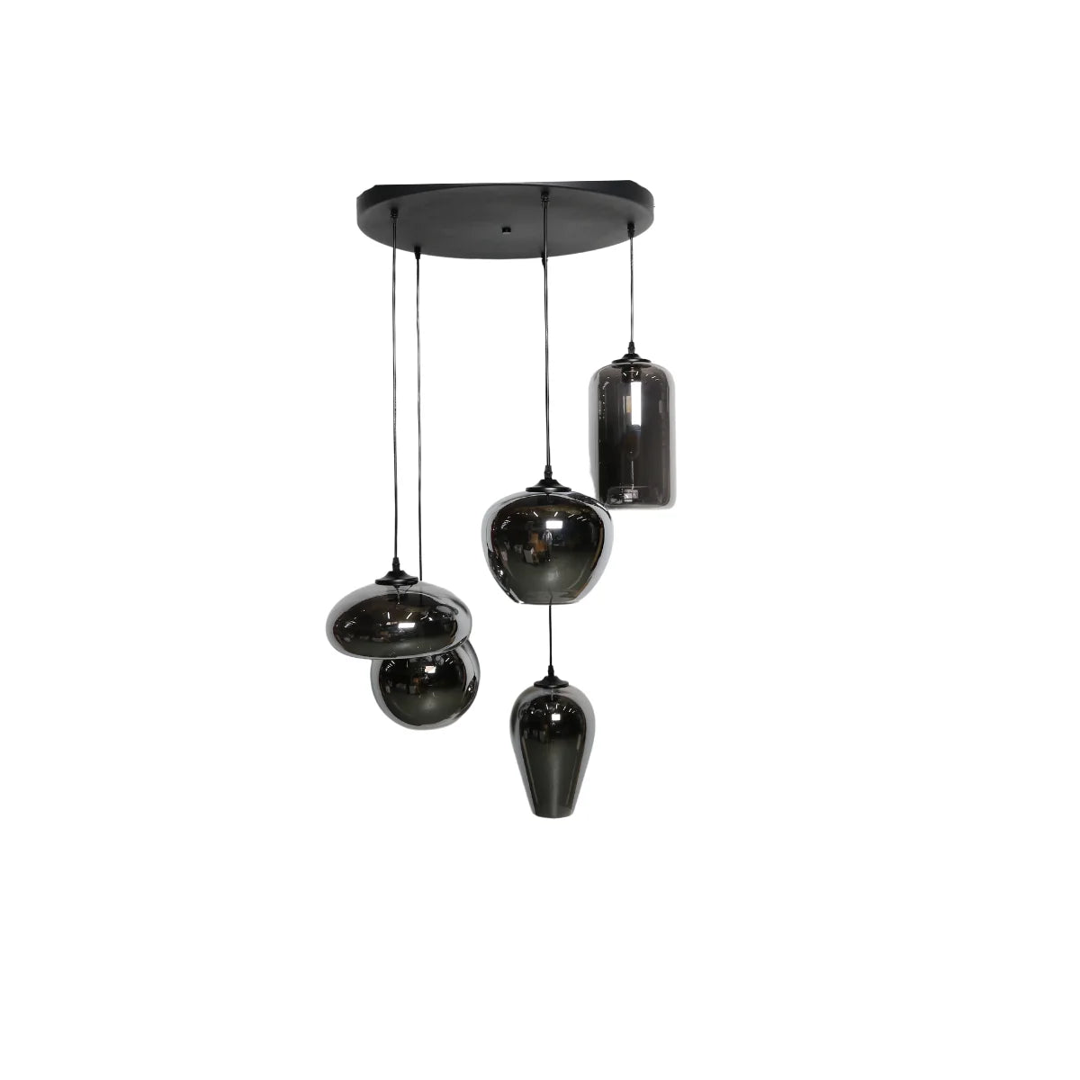 Hanglamp Fade – 5 Lichtpunten – Smoke Glas – Rond – afbeelding 2
