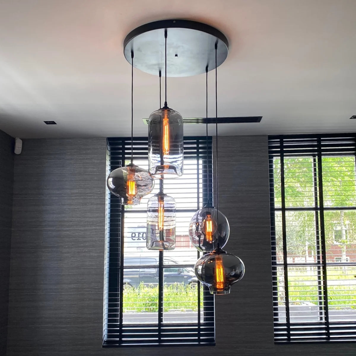 Hanglamp Fade – 5 Lichtpunten – Smoke Glas – Rond – afbeelding 3