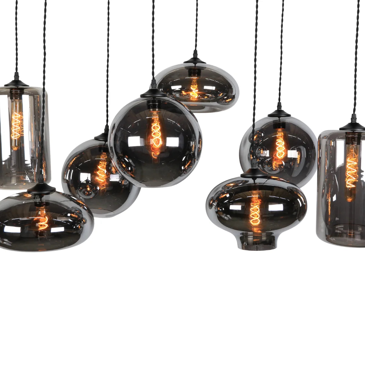 Hanglamp Fade – 8 Lichtpunten – Smoke Glas – Eettafel 120 cm – afbeelding 4