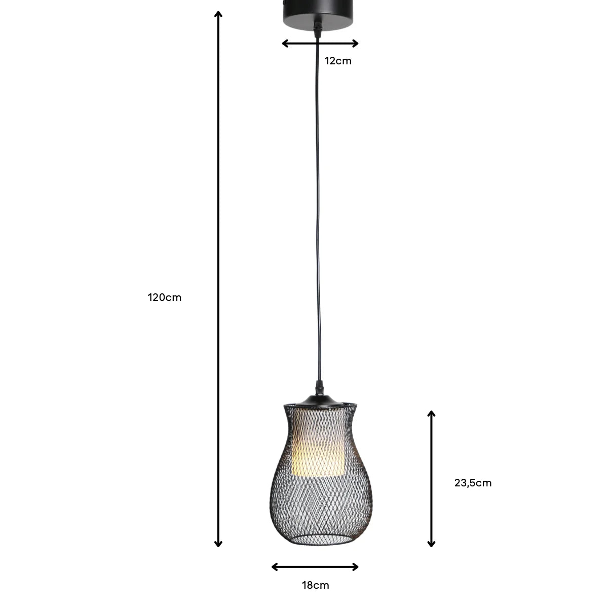 Hanglamp Kael – Opaal Glas Zwart – Ø18 cm – afbeelding 3