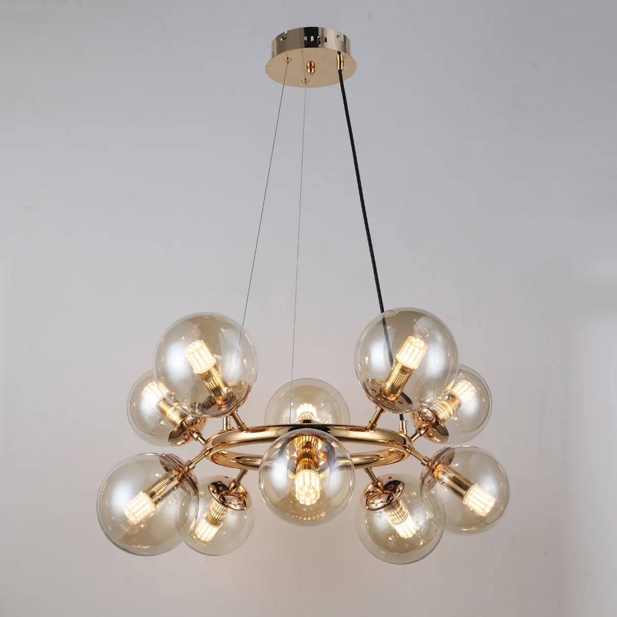 Hanglamp Lava – 10 Lichtpunten – Amber Glas – Ø50 cm – afbeelding 2