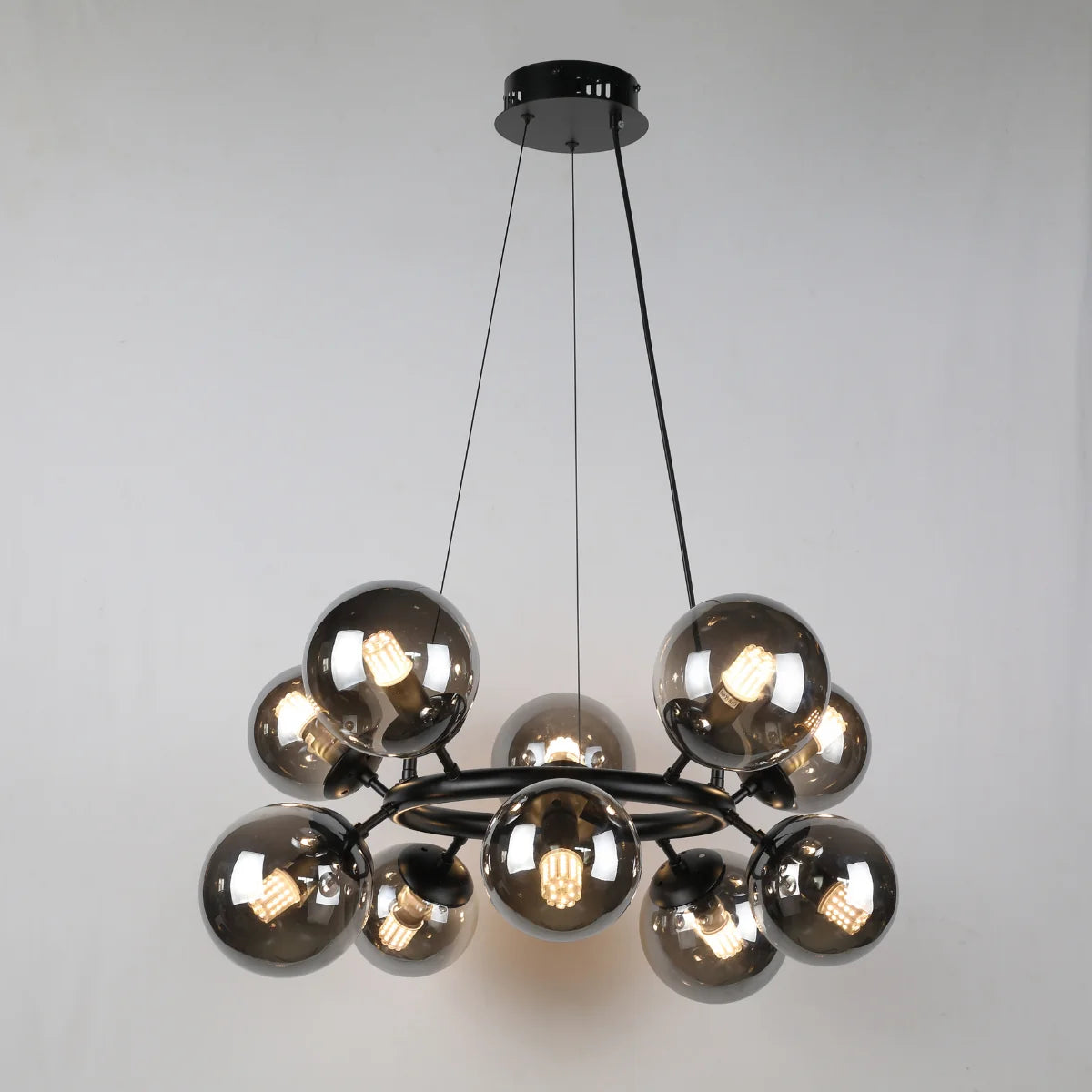 Hanglamp Lava – 10 Lichtpunten – Smoke Glas – Ø50 cm – afbeelding 2