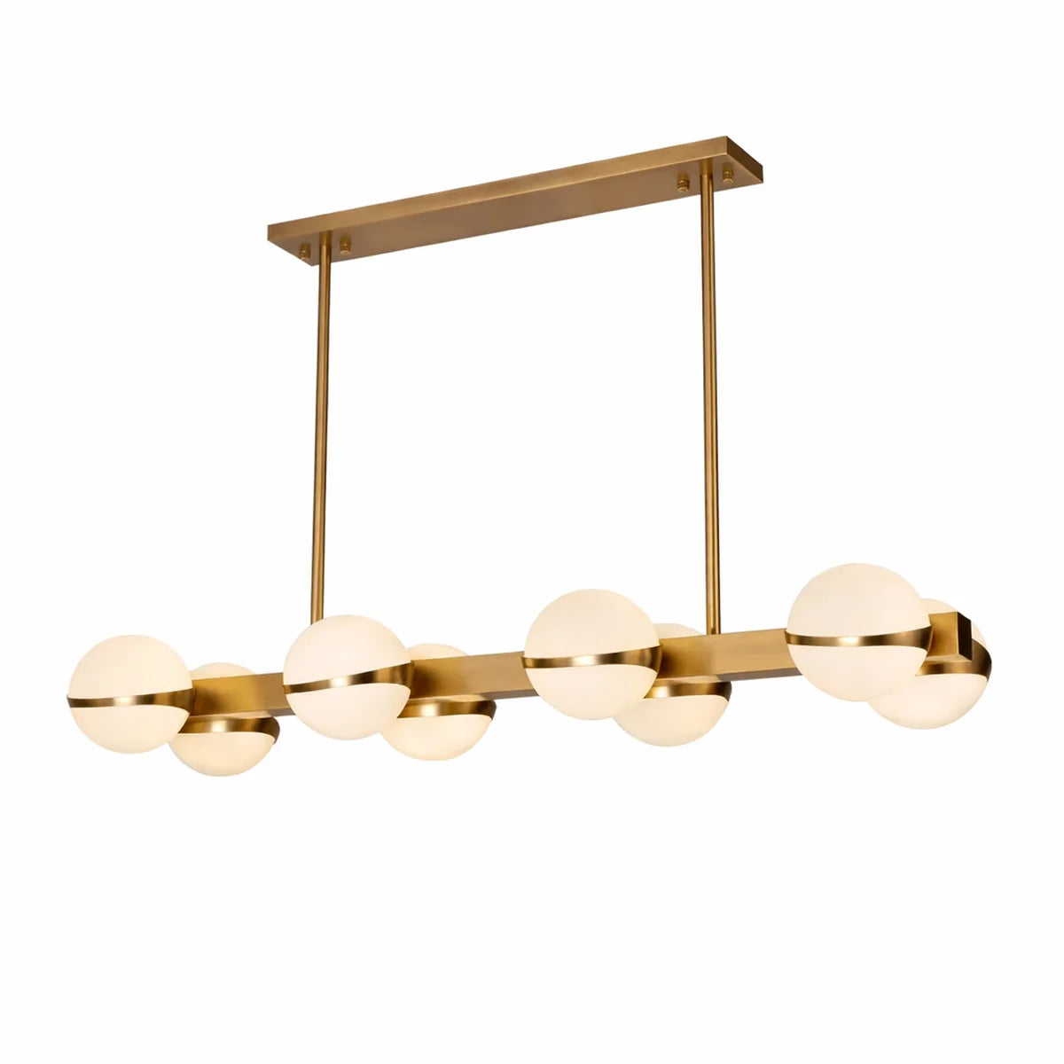 Hanglamp Lyse – 8 Lichtpunten – Brushed Gold – Eettafel 90 cm – afbeelding 2