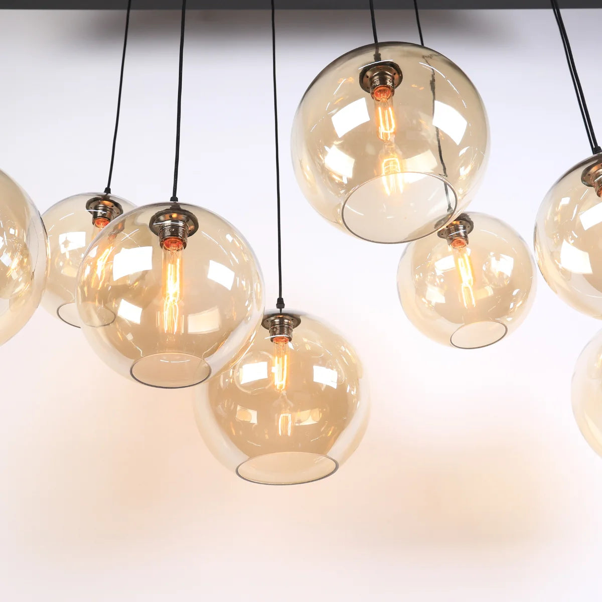 Hanglamp Morano – 8 Lichtpunten – Amber Glas – Eettafel 145 cm – afbeelding 4