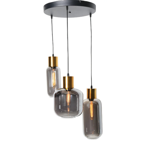 Hanglamp Nour – Smoke Glas Goud – Ø12 cm