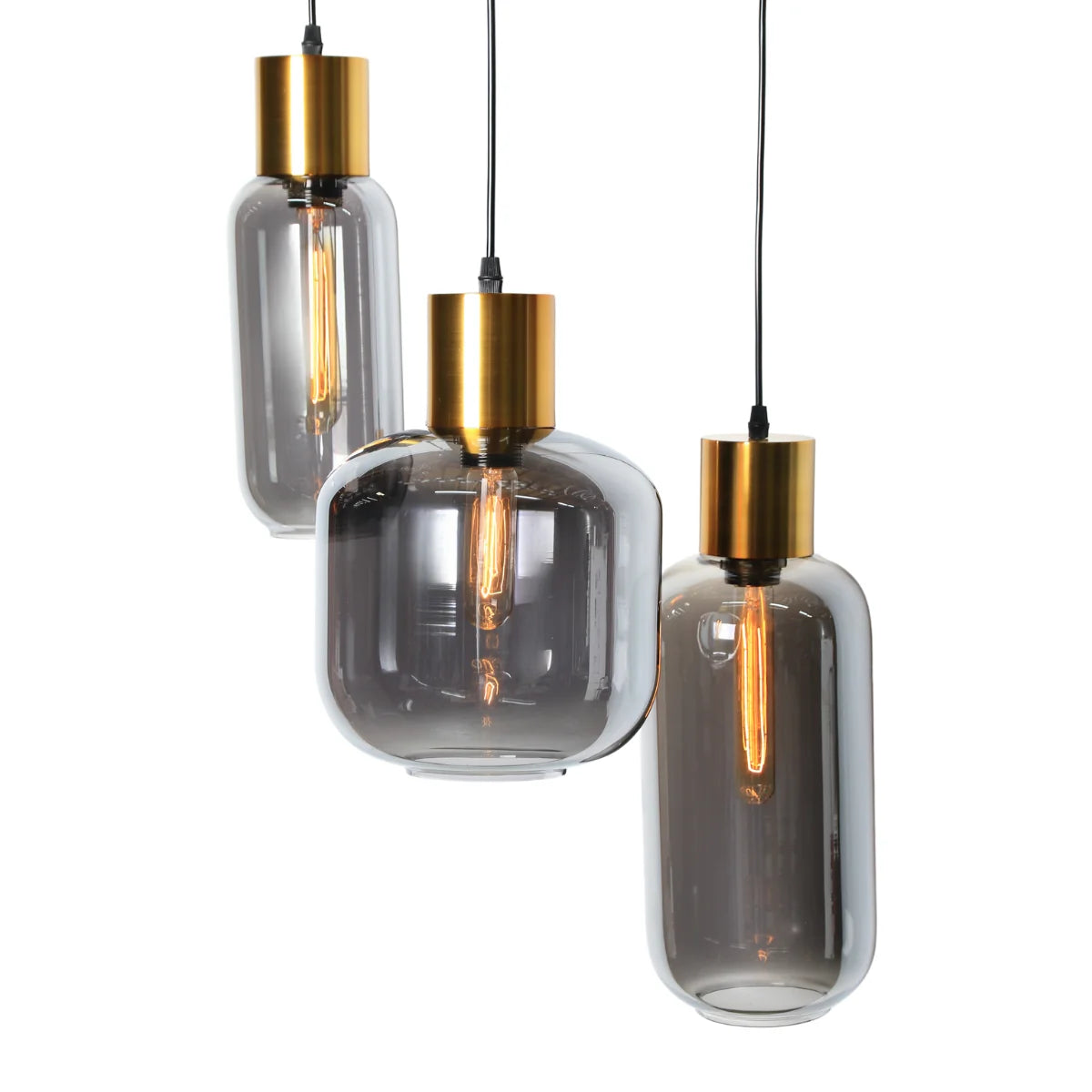 Hanglamp Nour – Smoke Glas Goud – Ø12 cm – afbeelding 3