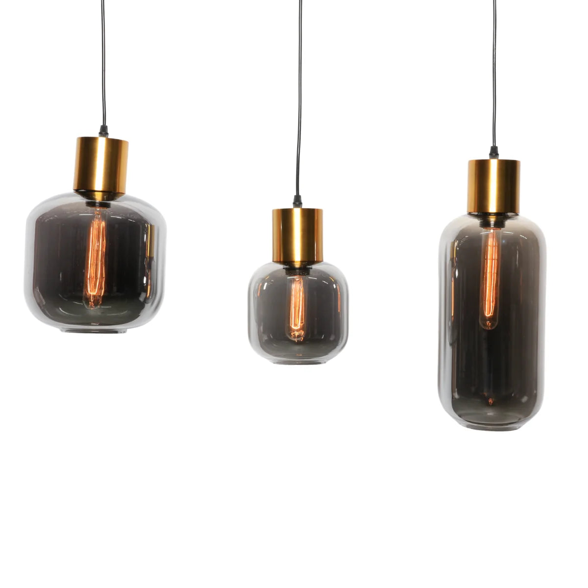 Hanglamp Nour – Smoke Glas Goud – Ø15 cm – afbeelding 3
