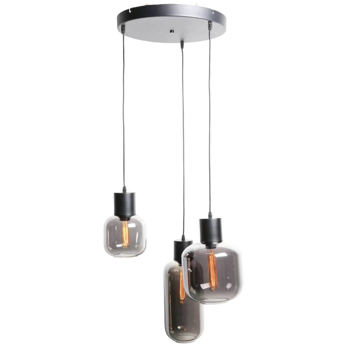 Hanglamp Nour – Smoke Glas Zwart – Ø12 cm