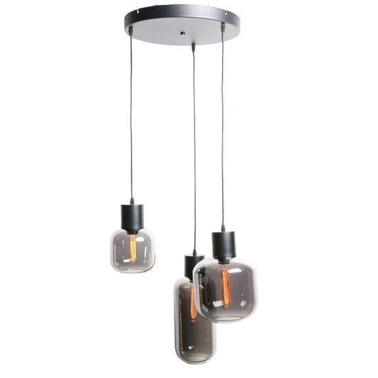 Hanglamp Nour – Smoke Glas Zwart – Ø12 cm