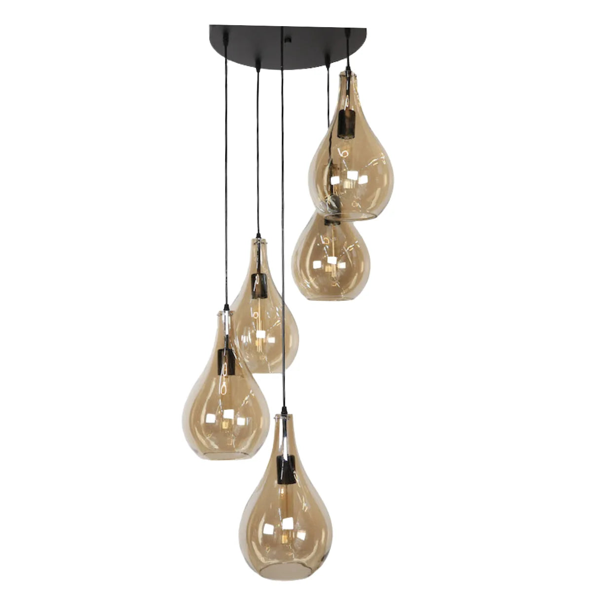 Hanglamp Ochre – 5 Lichtpunten – Amber Glas – afbeelding 2