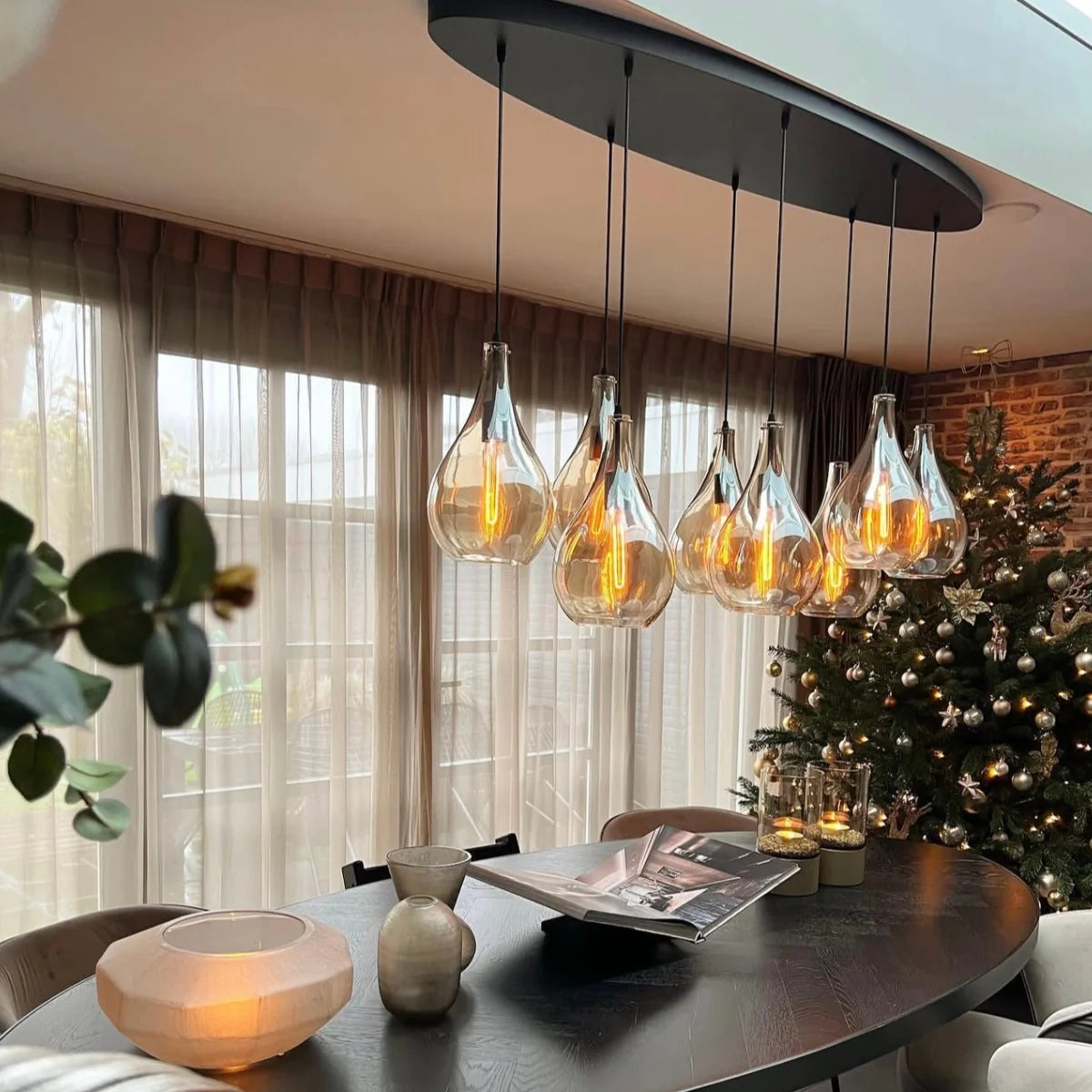 Hanglamp Ochre – 5 Lichtpunten – Amber Glas – afbeelding 3