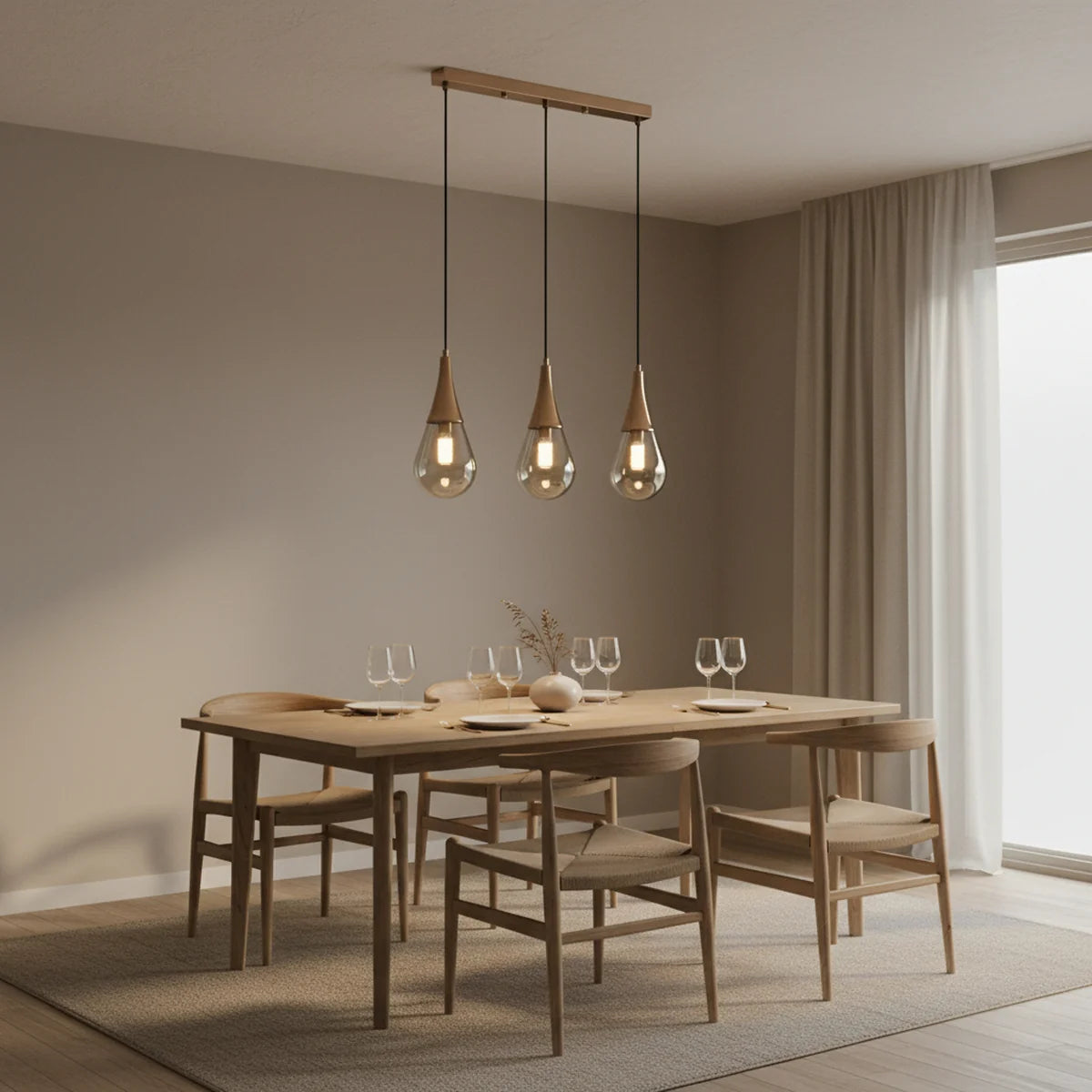Hanglamp Orin – Amber Glas – Eettafel 50 cm