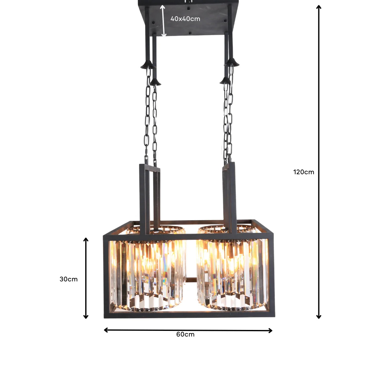 Hanglamp Rune – Kristal Zwart – 12 Lichtpunten – afbeelding 6