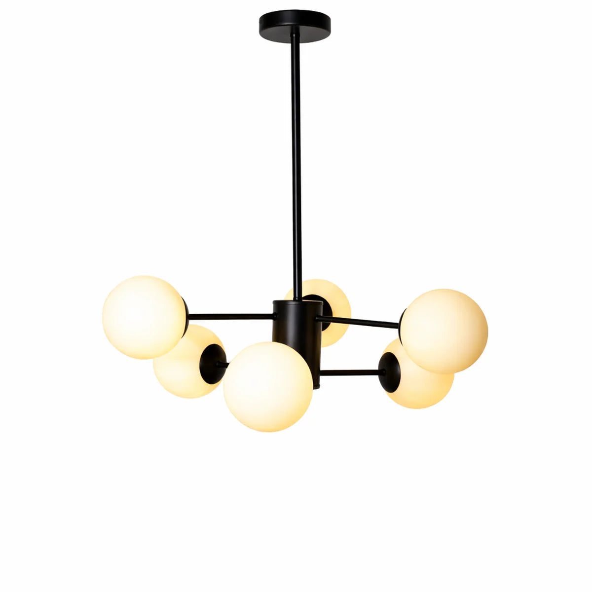 Hanglamp Sable – 6 Lichtpunten – Opaal Glas Zwart – afbeelding 3