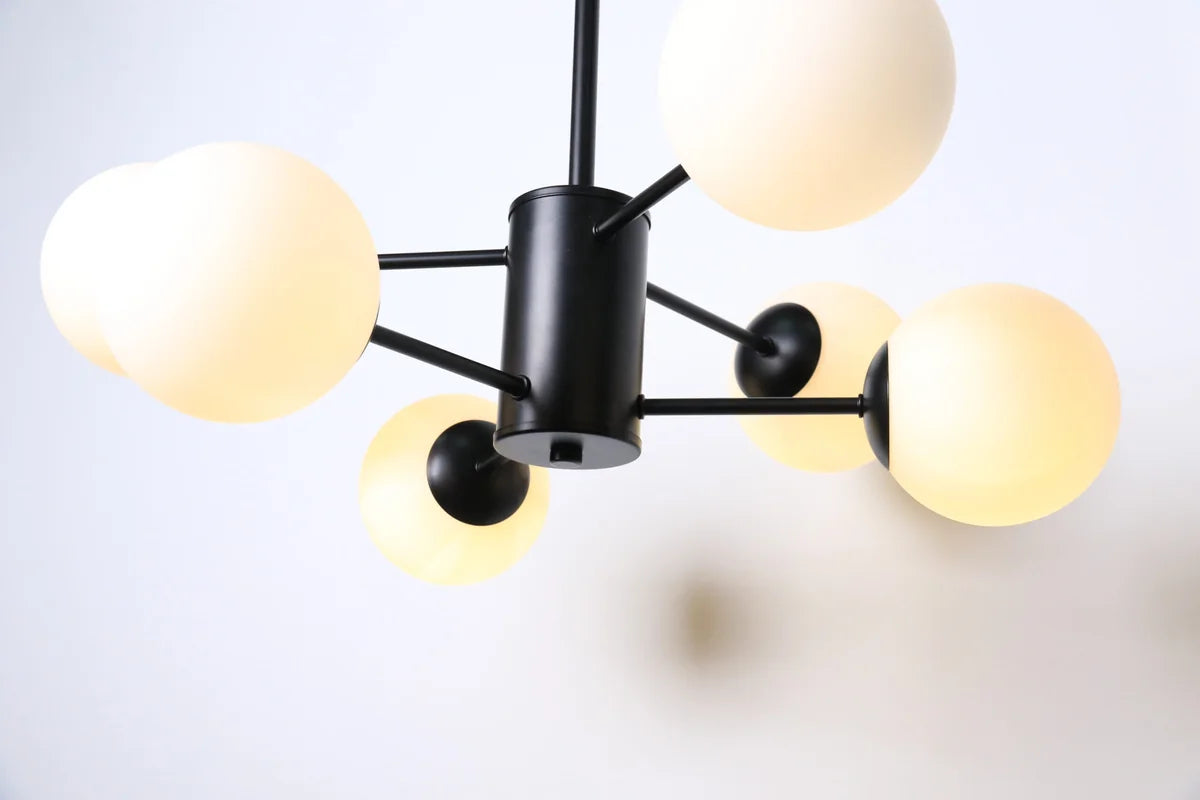 Hanglamp Sable – 6 Lichtpunten – Opaal Glas Zwart – afbeelding 5