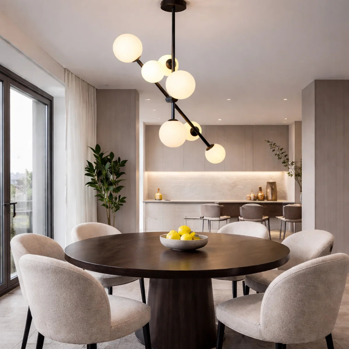 Hanglamp Sable – Roterend – 7 Lichtpunten – Opaal Glas Zwart