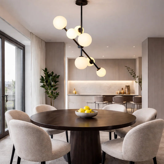 Hanglamp Sable – Roterend – 7 Lichtpunten – Opaal Glas Zwart