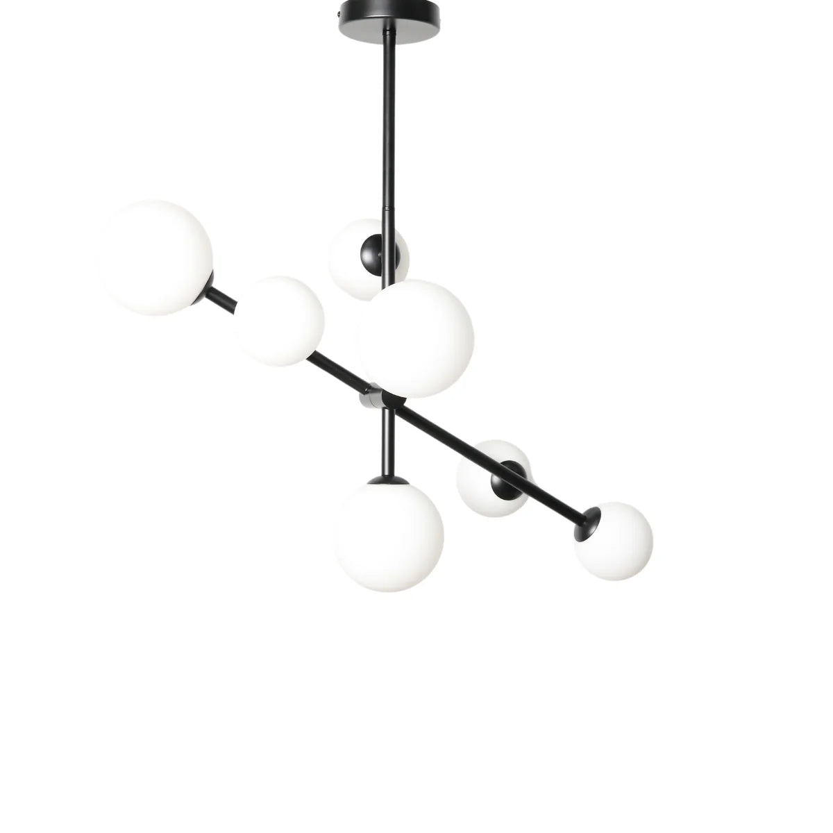 Hanglamp Sable – Roterend – 7 Lichtpunten – Opaal Glas Zwart – afbeelding 3