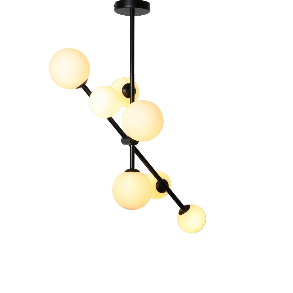 Hanglamp Sable – Roterend – 7 Lichtpunten – Opaal Glas Zwart – afbeelding 4