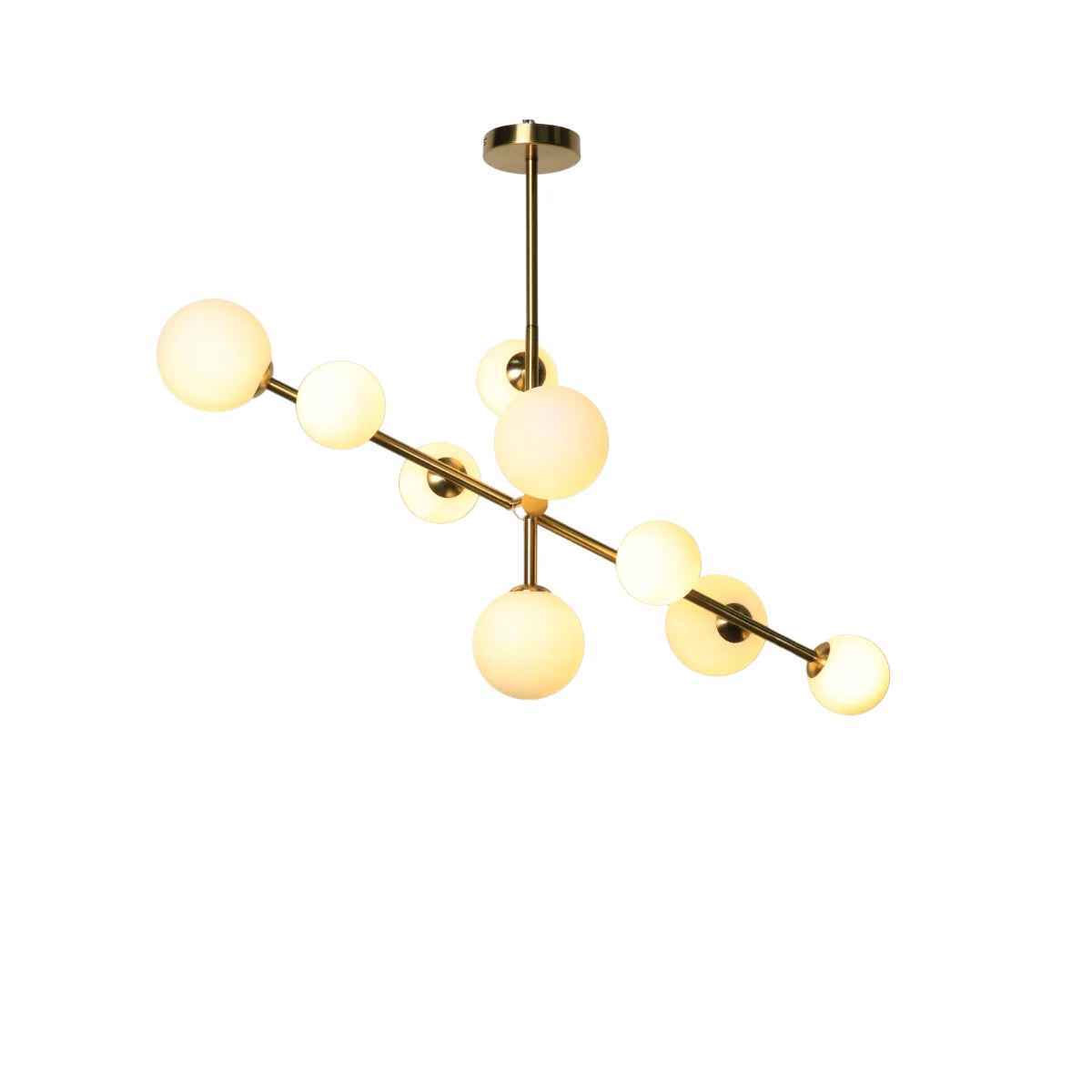 Hanglamp Sable – Roterend – 9 Lichtpunten – Opaal Glas Brushed Gold – afbeelding 4
