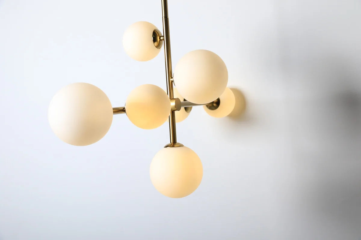 Hanglamp Sable – Roterend – 9 Lichtpunten – Opaal Glas Brushed Gold – afbeelding 5