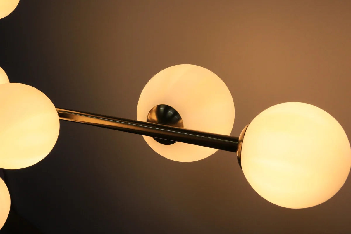 Hanglamp Sable – Roterend – 9 Lichtpunten – Opaal Glas Brushed Gold – afbeelding 7