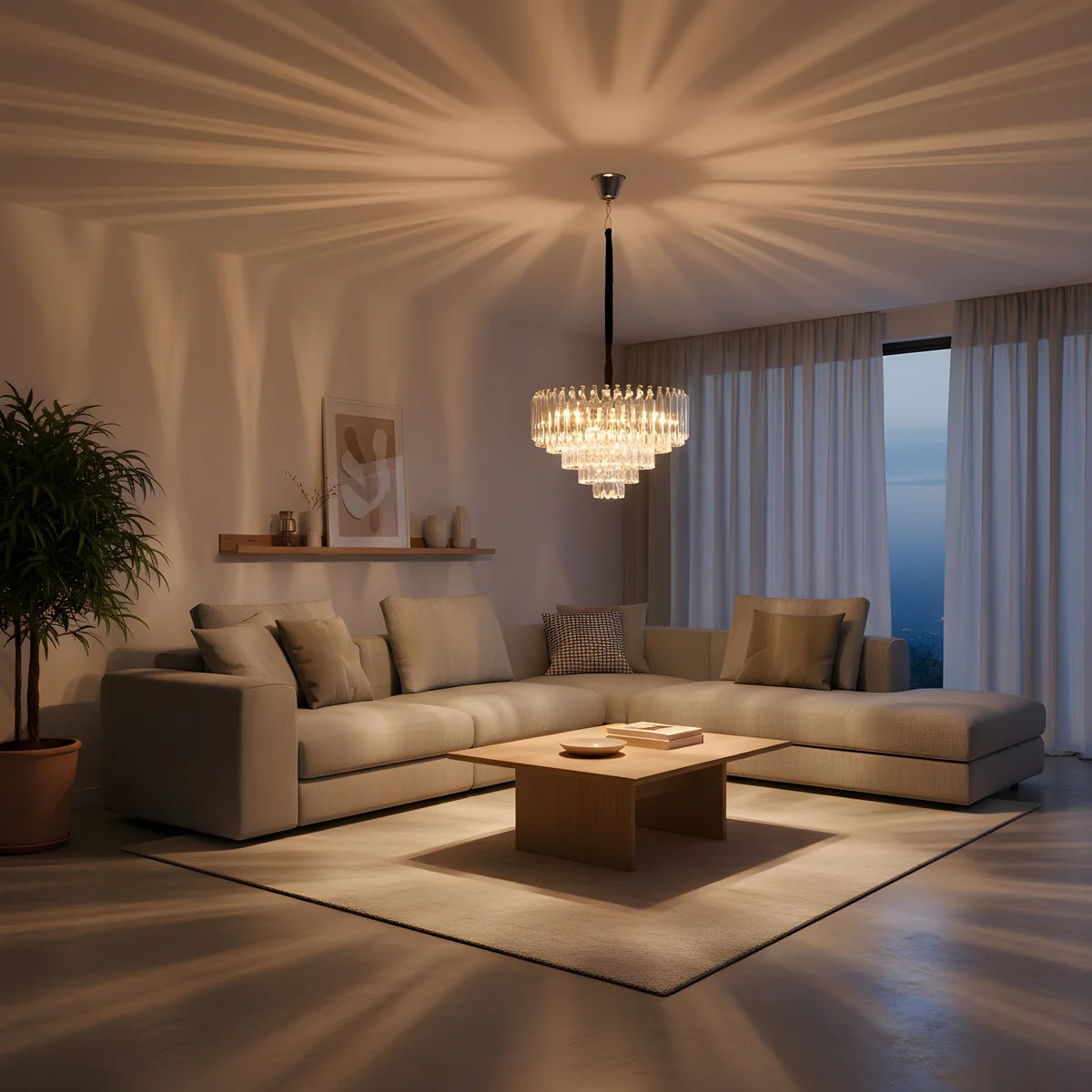 Hanglamp Selene – Kristal Chroom – Ø50 cm