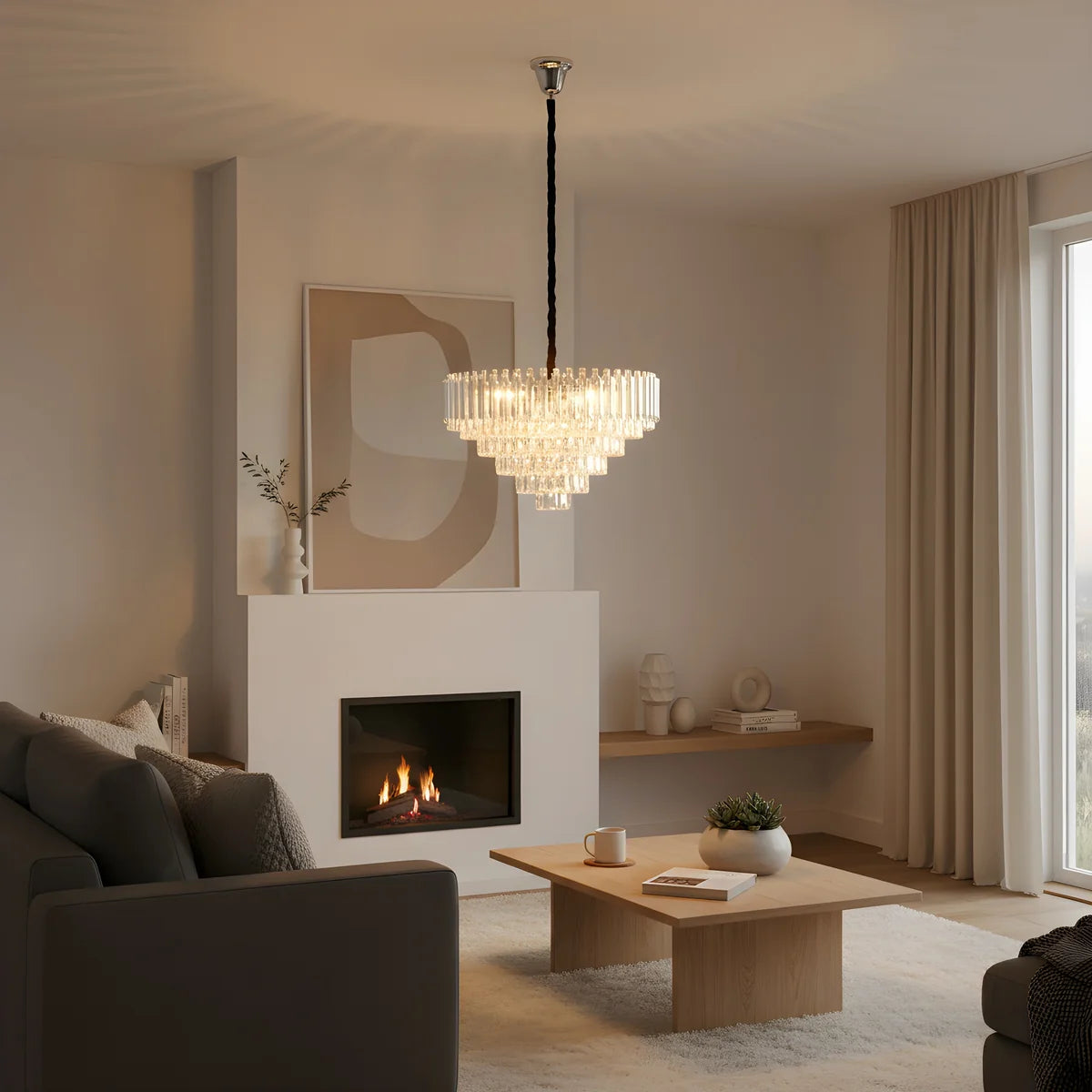 Hanglamp Selene – Kristal Chroom – Ø60 cm